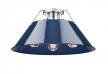  3306-3FM CH-NVY - Orwell CH 3 Light Flush Mount in Chrome with Matte Navy shade